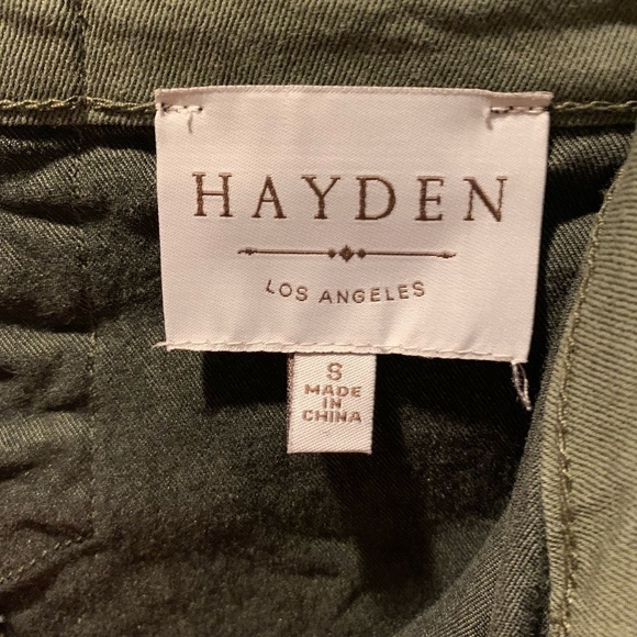 Hayden Los Angeles Cropped Straight lEg Pants Olive Small - Picture 4 of 5